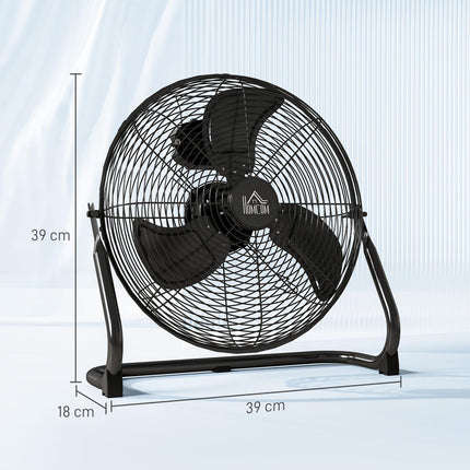 Elektrischer Tischventilator, 4 Geschwindigkeiten, 120° verstellbarer Winkel, schwarz