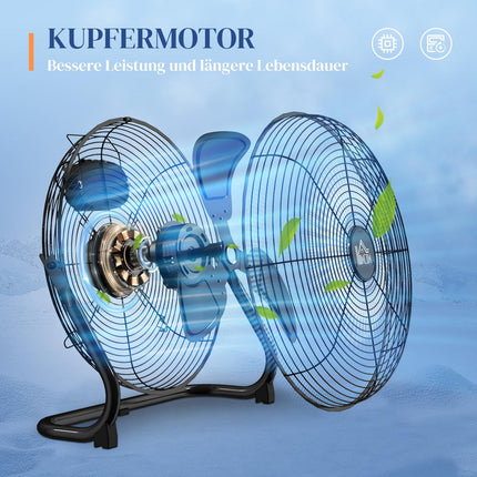 Elektrischer Tischventilator, 4 Geschwindigkeiten, 120° verstellbarer Winkel, schwarz