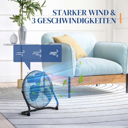 Elektrischer Tischventilator, 4 Geschwindigkeiten, 120° verstellbarer Winkel, schwarz