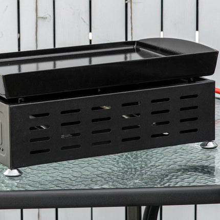 Gas grill for table - 2 burners, stainless steel, non-stick