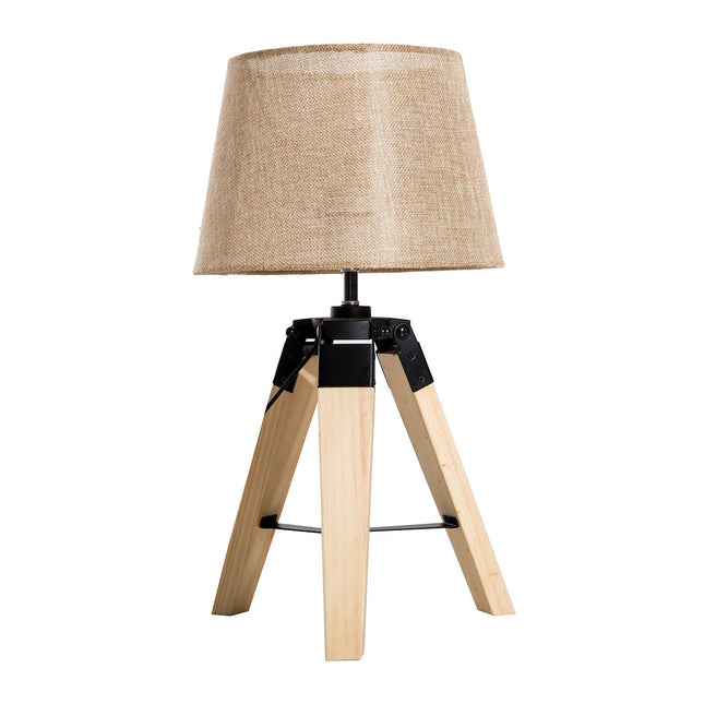 Nachttischlampe, beige Leinenoptik, 45cm