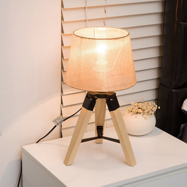 Nachttischlampe, beige Leinenoptik, 45cm