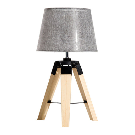 Bedside lamp in gray linen look, Pine & Polyester, E27
