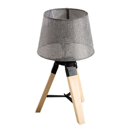 Bedside lamp in gray linen look, Pine & Polyester, E27