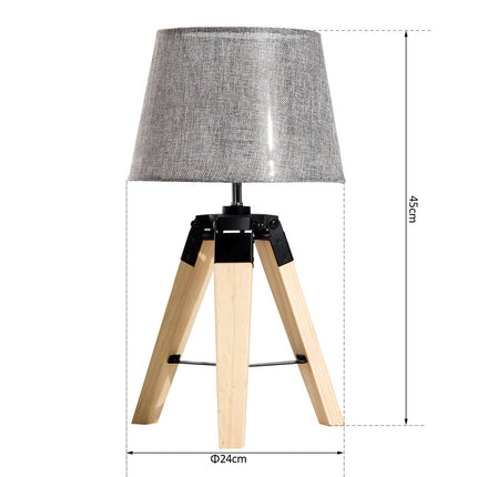Bedside lamp in gray linen look, Pine & Polyester, E27
