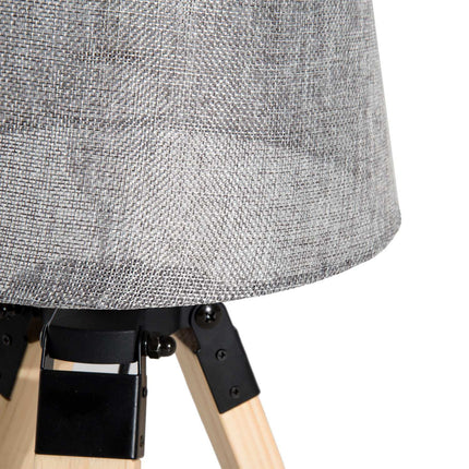 Bedside lamp in gray linen look, Pine & Polyester, E27