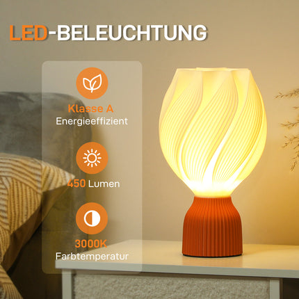 LED-Tischleuchte mit 3D-Blumen-Lampenschirm, Weiß