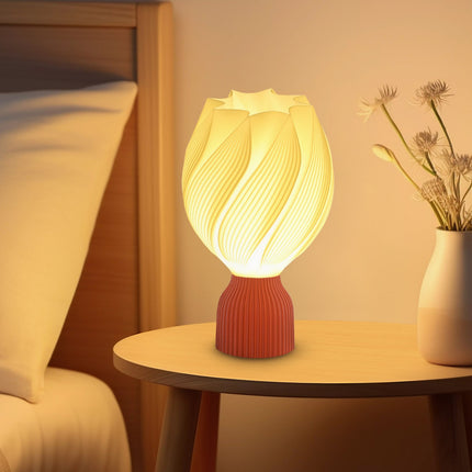 LED-Tischleuchte mit 3D-Blumen-Lampenschirm, Weiß