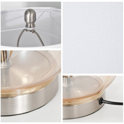 2 Nachttischlampen-Set – Glas, Leinen, E27-Fassung