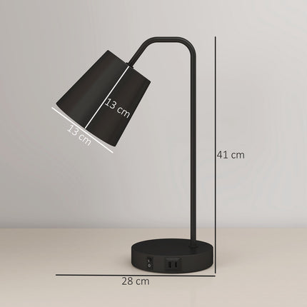 Stolní lampa sada 2 ks, černá ocel, USB-A/USB-C, E27
