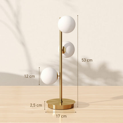 Table Lamp with 3 Globes, Brass Finish, G9 Sockets, 53 cm