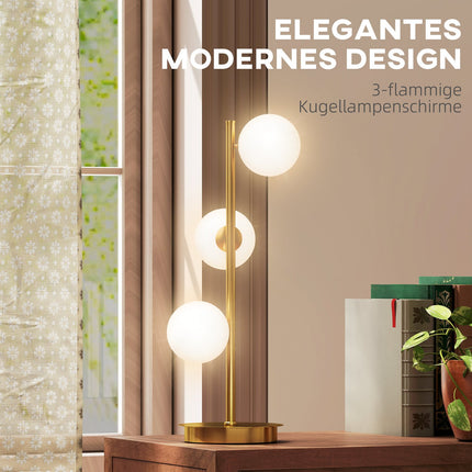 Table Lamp with 3 Globes, Brass Finish, G9 Sockets, 53 cm