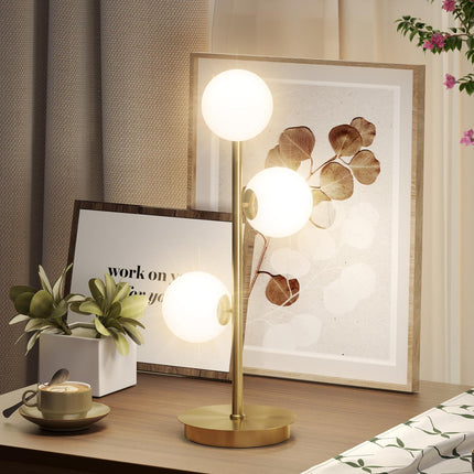 Table Lamp with 3 Globes, Brass Finish, G9 Sockets, 53 cm