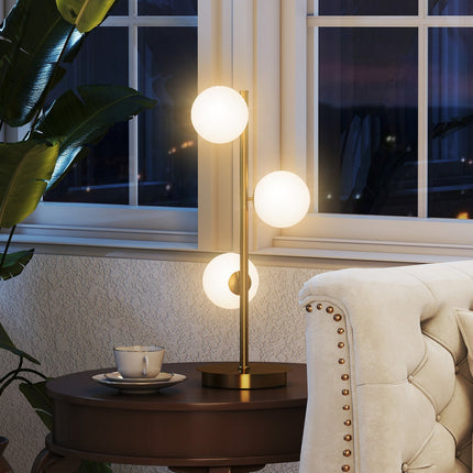 Table Lamp with 3 Globes, Brass Finish, G9 Sockets, 53 cm