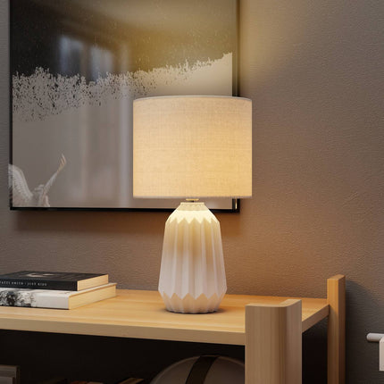 Stolní lampa s lněným stínítkem, 22x22x39 cm, bílá