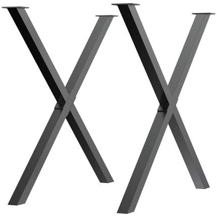 X-förmige Tischbeine aus schwarzem Stahl, 2er-Set, 72 cm