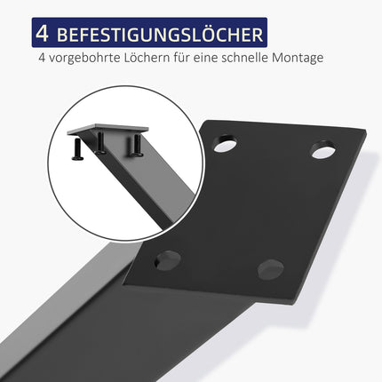 X-förmige Tischbeine aus schwarzem Stahl, 2er-Set, 72 cm