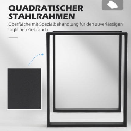Schwarzes Tischbeingestell aus Stahl – Vierkantprofile, 60x72 cm