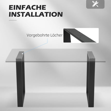 Schwarzes Tischbeingestell aus Stahl – Vierkantprofile, 60x72 cm