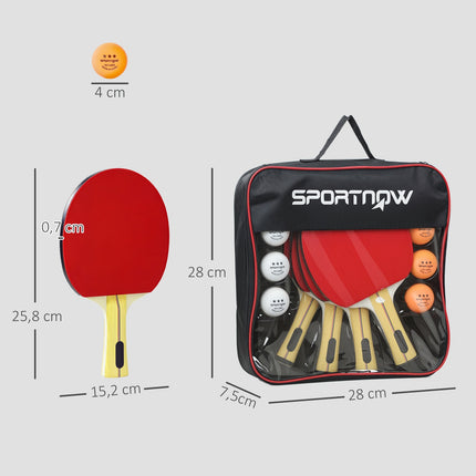 Table Tennis Set: 4 Paddles, 8 Balls, Carry Bag