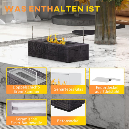 Tragbarer Bioethanol-Tischofen, Holzoptik, Stahl