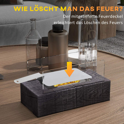 Tragbarer Bioethanol-Tischofen, Holzoptik, Stahl