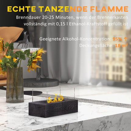 Tragbarer Bioethanol-Tischofen, Holzoptik, Stahl