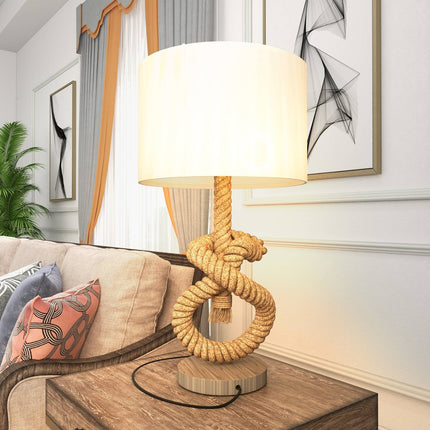 LED stolní lampa, USB nabíjecí, patice E27, kov a len