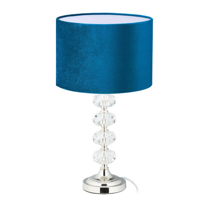 Stolní lampa z krystalu a sametu modrá