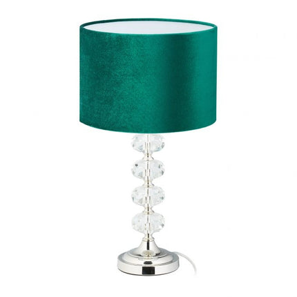 Tischlampe in Kristall und Samtgrün