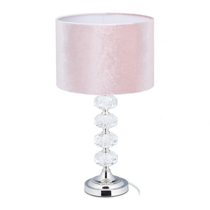 Table lamp in crystal and velvet pink