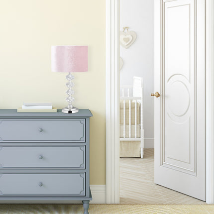 Table lamp in crystal and velvet pink