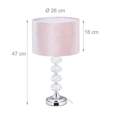 Table lamp in crystal and velvet pink