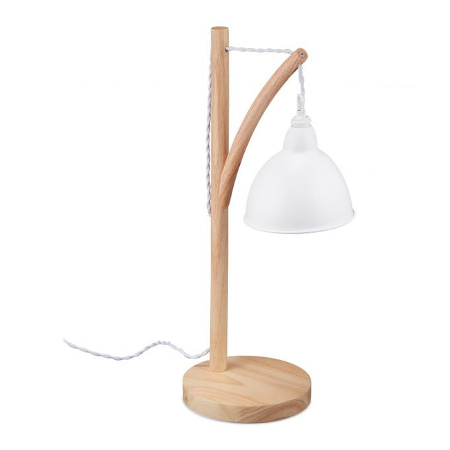 Tischlampe aus Holz und Metall