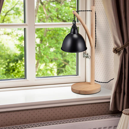 Tischlampe aus Holz und Metall
