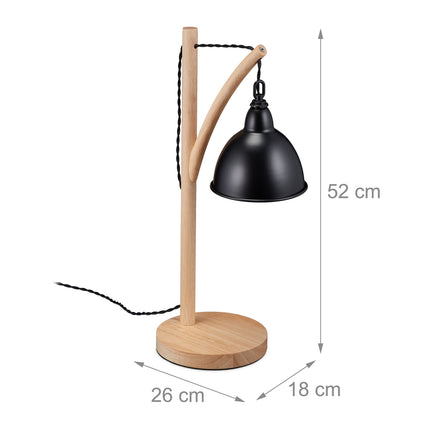 Tischlampe aus Holz und Metall