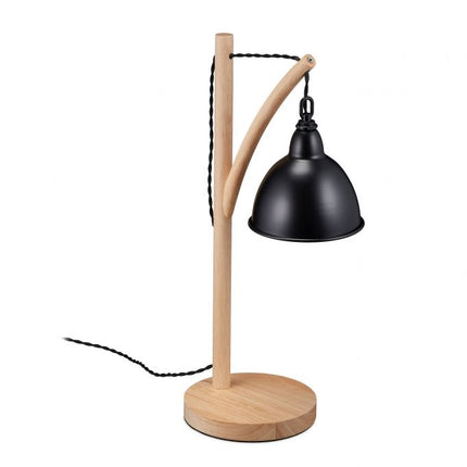 Tischlampe aus Holz und Metall