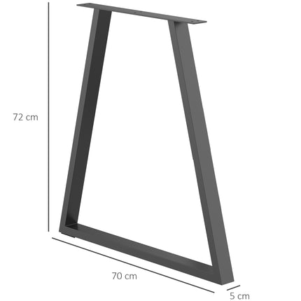 Table legs in steel, triangular, 70 x 72 cm, Black
