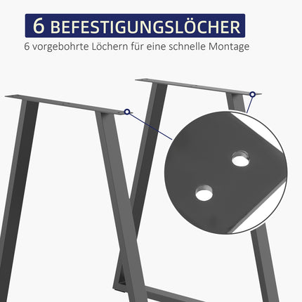 Table legs in steel, triangular, 70 x 72 cm, Black