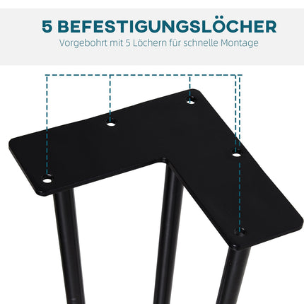 Stahltischbeine, 4er-Set, 12x12x72 cm, schwarz lackiert