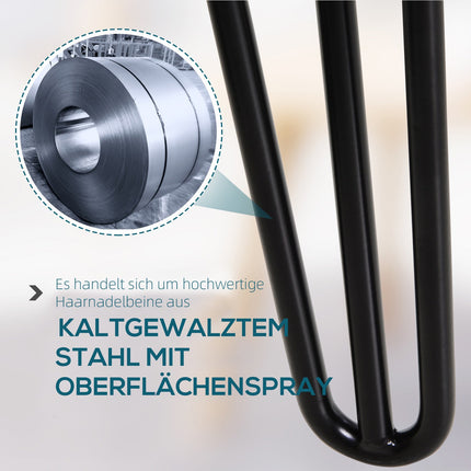 Stahltischbeine, 4er-Set, 12x12x72 cm, schwarz lackiert
