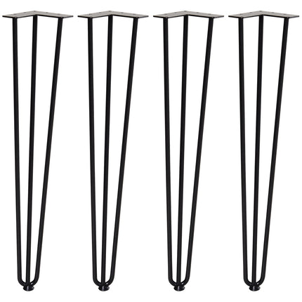 Stahltischbeine, 4er-Set, 12x12x72 cm, schwarz lackiert