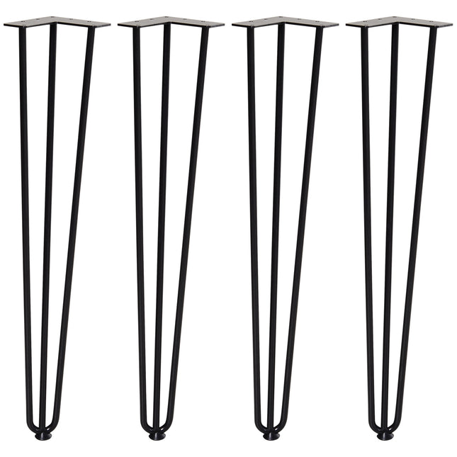 Stahltischbeine, 4er-Set, 12x12x72 cm, schwarz lackiert