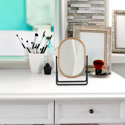 Table mirror with bamboo frame