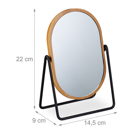 Table mirror with bamboo frame