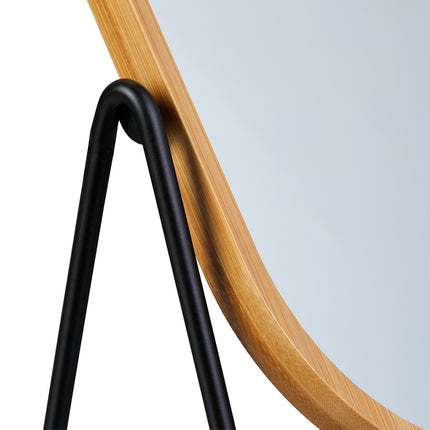 Table mirror with bamboo frame