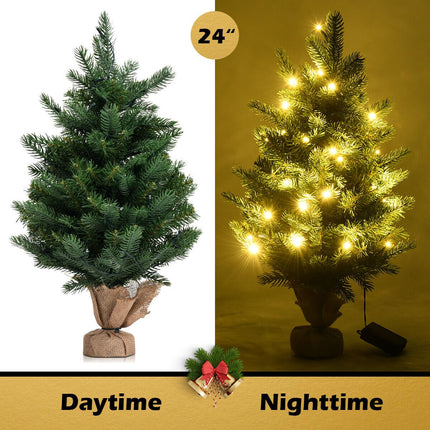 Künstlicher Tisch-Weihnachtsbaum, 60 cm, 35 LEDs, Timer