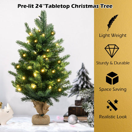 Künstlicher Tisch-Weihnachtsbaum, 60 cm, 35 LEDs, Timer