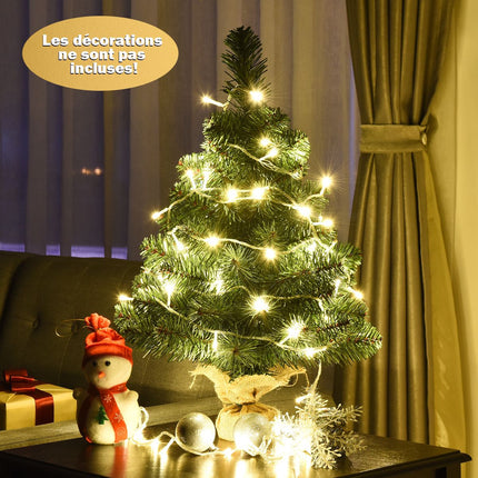 Künstlicher Weihnachtsbaum für den Tisch, 60 cm, Batteriebetrieben, 67 Zweige