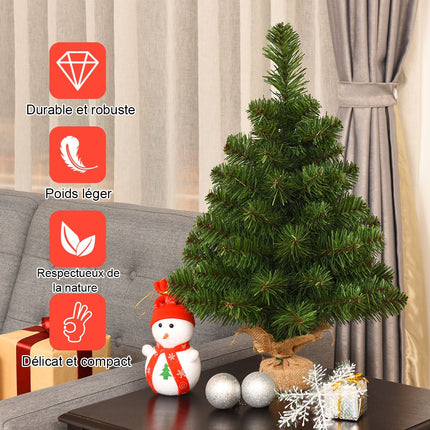 Künstlicher Weihnachtsbaum für den Tisch, 60 cm, Batteriebetrieben, 67 Zweige